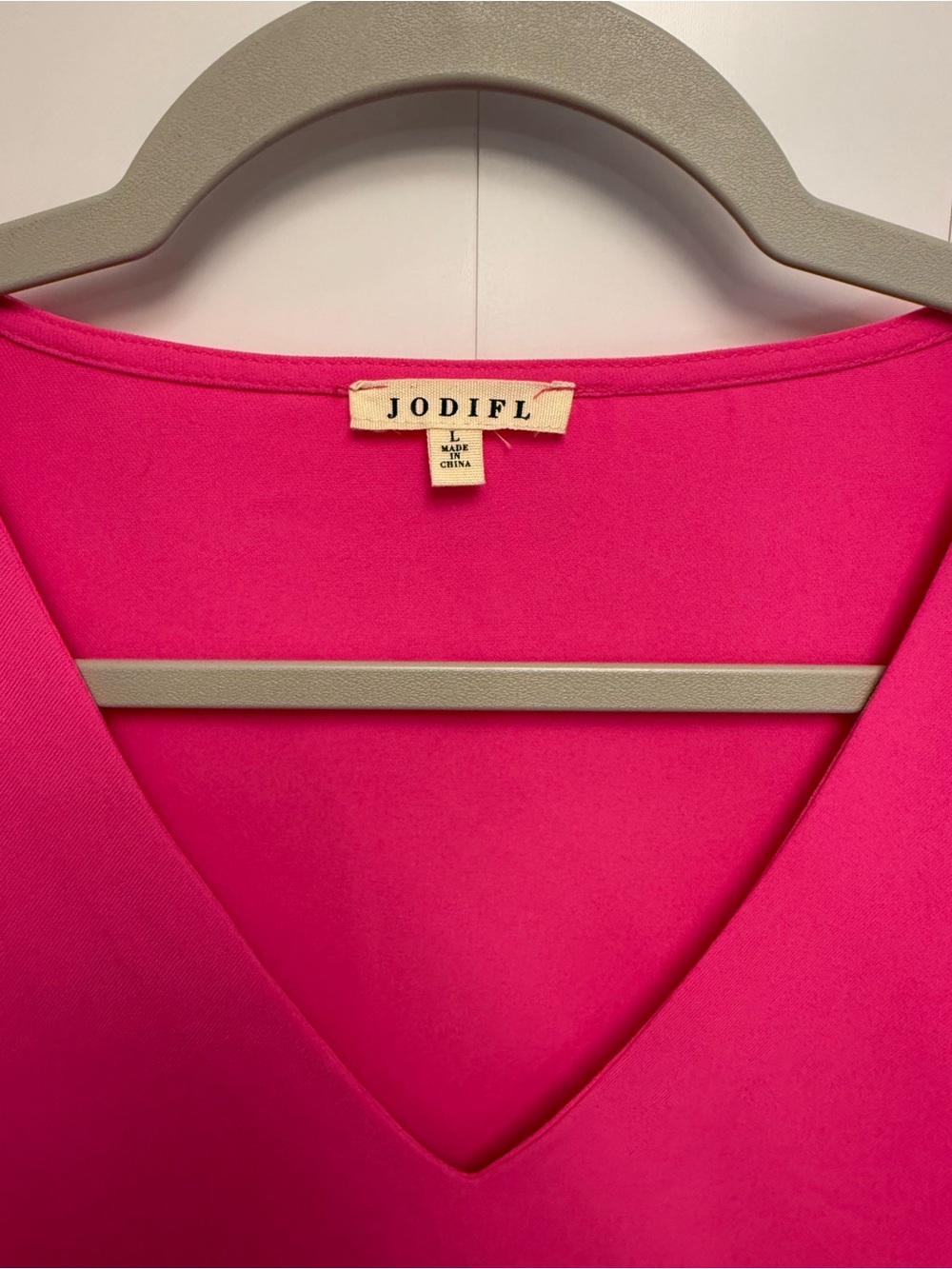JODIFL Fuchsia V-Neck Flutter Sleeve Dress - Picture 2 of 4